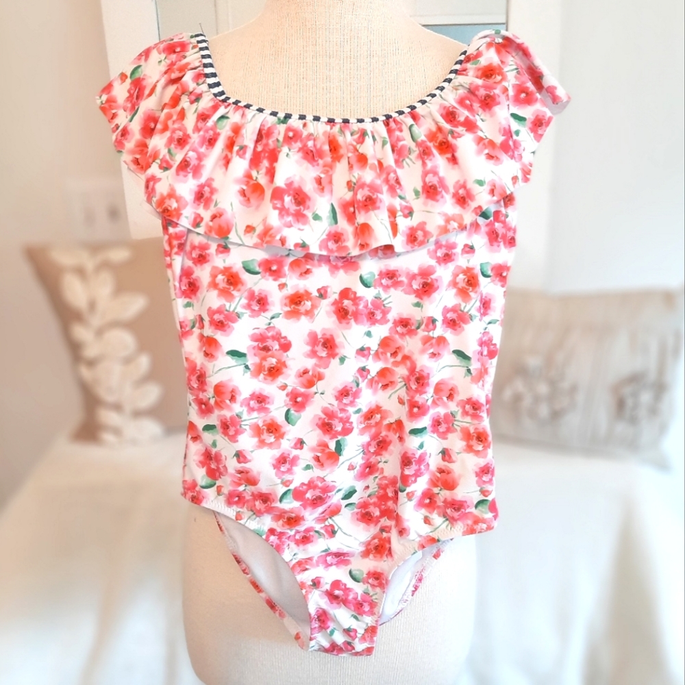 Tommy Bahama Kids Floral Nautical Ruffle Swimsuit